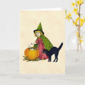 Het vintage Kind van Halloween Kaart (Gele Bloem)