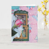 Het vintage Late Dekbed verjaardag-personaliseert Kaart (Gele Bloem)