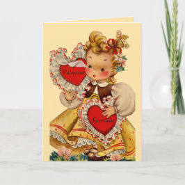 Het vintage Liefje van Harten Feestdagen Kaart