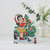 Het vintage meisjes retro briefkaart van de (Staand voorkant)