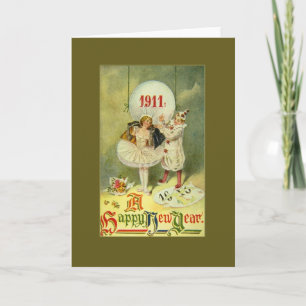 Het vintage Nieuwjaar van de Eeuw Feestdagen Kaart