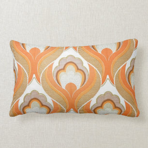 Het vintage Oranje Witte Patroon van het Behang Kussen