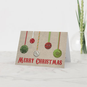 Het vintage Ornament van de Button & de Kerstkaart Feestdagen Kaart