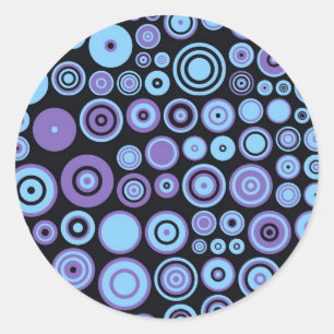 Het vintage Paarse Blauwe en Zwarte Abstracte Art. Ronde Sticker