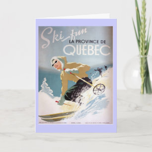 Het vintage poster van de Ski, Quebec, de Feestdagen Kaart