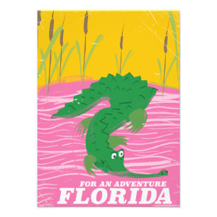 Het vintage-poster van Florida Alligator Foto Afdruk