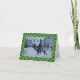 Het vintage Rendier w/snowman van de westerne Feestdagen Kaart