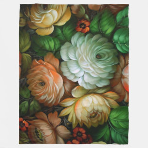 Het Vintage Russische BloemenPatroon van Zhostovo Fleece Deken