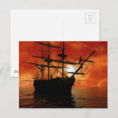Het vintage Schip van de Piraat Briefkaart (Voorkant / Achterkant)