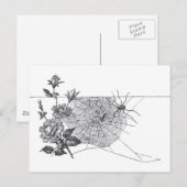 Het vintage Spinneweb en nam toe Briefkaart (Voorkant / Achterkant)