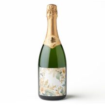 het vintage stijl bloem champagnefles label