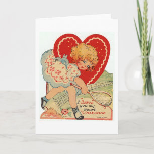 Het vintage Tennis van Valentijn Feestdagen Kaart