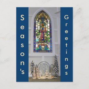 Het vintage Venster van het Glas in lood & de Feestdagenkaart