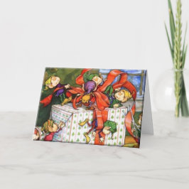 Het vintage Verpakken van de Gift van de Elf van Feestdagen Kaart