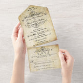 Het  Vintage Wedding Collectie All In One Uitnodiging (Afscheurbaar)