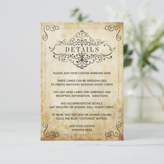 Het Vintage Wedding Collectie Informatiekaartje (Staand voorkant)