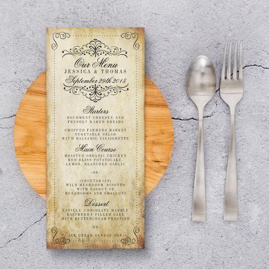 Het  Vintage Wedding Collectie Menu