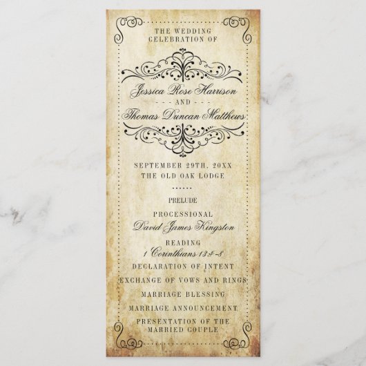 Het  Vintage Wedding Collectie Programmakaart (Voorkant)