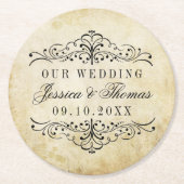 Het  Vintage Wedding Collectie Ronde Kartonnen Onderzetter (Voorkant)