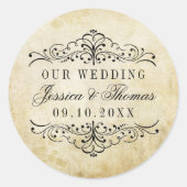 Het  Vintage Wedding Collectie Ronde Sticker (Voorkant)