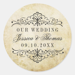 Het  Vintage Wedding Collectie Ronde Sticker