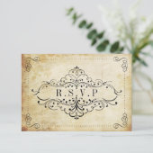 Het Vintage Wedding Collectie RSVP Kaartje (Staand voorkant)