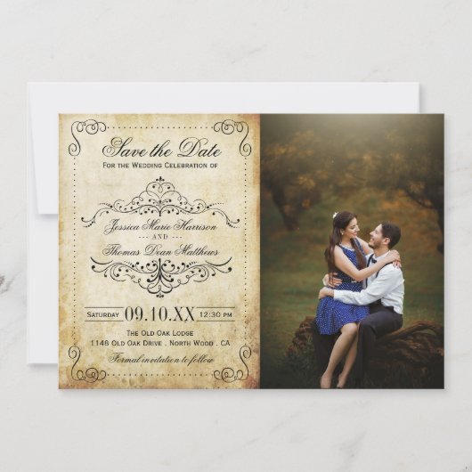 Het  Vintage Wedding Collectie Save The Date (Voorkant)