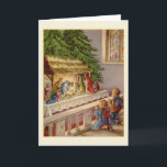 Het vintage Wenskaart van de Geboorte van Christus Feestdagen Kaart<br><div class="desc">Retro/Vintage wenskaart van Kerstmis.  Twee schattige kinderen die en voor de crèche in kerk knielen bidden!</div>