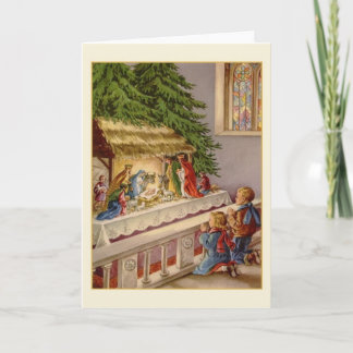 Het vintage Wenskaart van de Geboorte van Christus Feestdagen Kaart