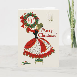 Het vintage Wenskaart van de Kroon van Kerstmis Feestdagen Kaart