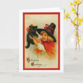 Het vintage Wenskaart van Halloween Kaart (Gele Bloem)