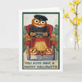 Het vintage Wenskaart van Halloween Kaart (Gele Bloem)