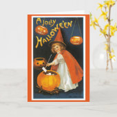 Het vintage Wenskaart van Halloween Kaart (Gele Bloem)