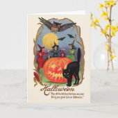 Het vintage Wenskaart van Halloween Kaart (Gele Bloem)