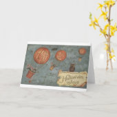 Het vintage Wenskaart van Halloween van Katten Kaart (Gele Bloem)