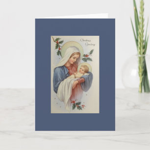 Het vintage Wenskaart van Kerstmis van Madonna en Feestdagen Kaart