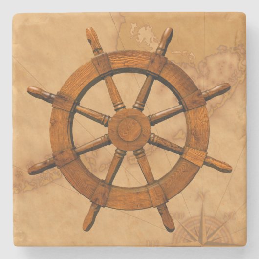 Het vintage Wiel van het Schip Stenen Onderzetter (Voorkant)