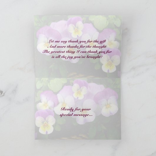 Het viooltje ~ dankt u Kaart ~ (Binnen)