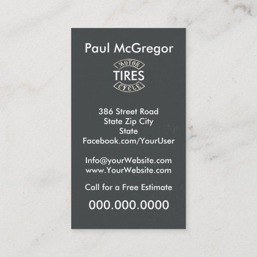 Het Visitekaartje van de Banden van de motorfiets (Achterkant)