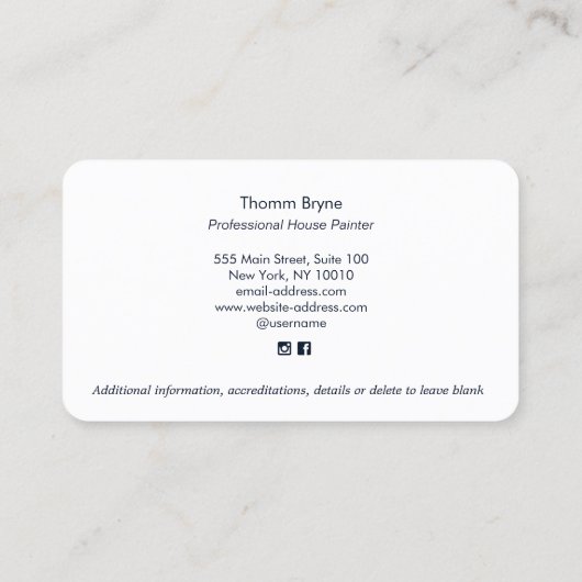 Het Visitekaartje van de Borstel van de Verf van h (Achterkant)