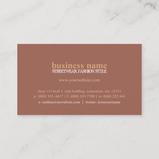 Het Visitekaartje van de Ontwerper van de Mode van (Achterkant)