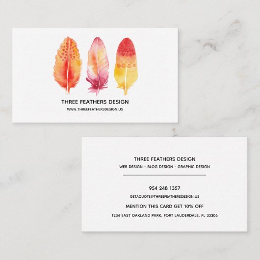 Het Visitekaartje van drie Waterverf Veer (Voorkant / Achterkant)