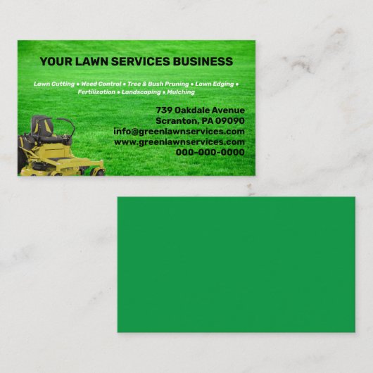 Het Visitekaartje van het Bedrijf van de Lawn Serv (Voorkant / Achterkant)