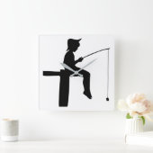 Het vissende Silhouet van de Jongen Vierkante Klok (Huis)