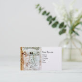 Het VITRUVIAANSE MAN, Antiek metaalgietgoud Visitekaartje (Staand voorkant)