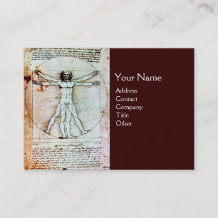 Het VITRUVIAANSE MAN, Antiek metaalgietgoud Visitekaartje