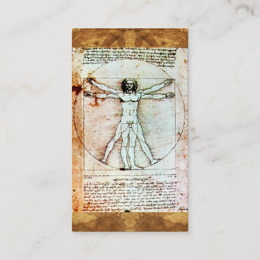 HET VITRUVIAANSE MAN Antiek Perkament Kraft Visitekaartje (Achterkant)