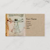 HET VITRUVIAANSE MAN Antiek Perkament Kraft Visitekaartje (Voorkant)