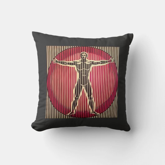 het Vitruviaanse Man in BAUHAUS optische illusie Kussen (Voorkant)
