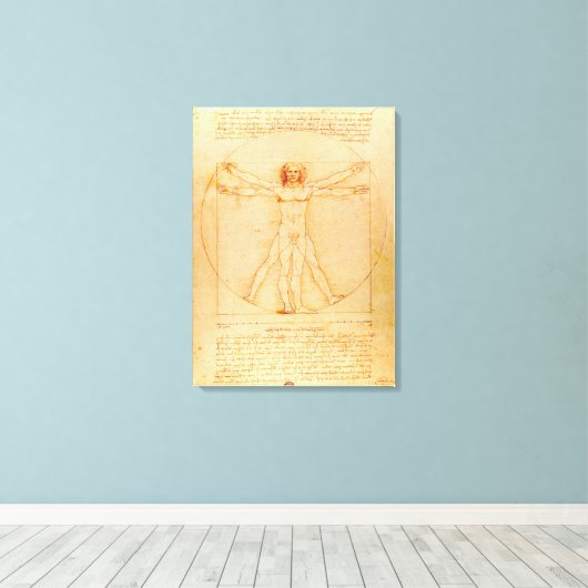 Het Vitruviaanse Man - Leonardo da Vinci Canvas Afdruk (Insitu (Houten vloer))